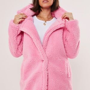 Missguided sold out oversized pink teddy coat